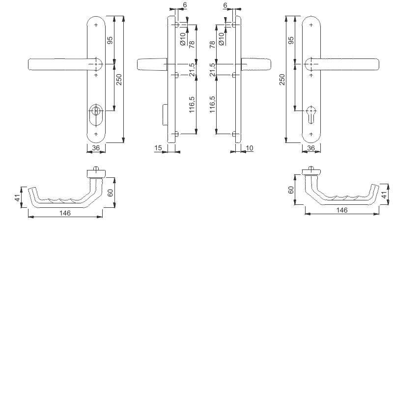 1313G/3359ZA/3357N Garnitur/ES1 (SK2)/F8707 (8077) dunkelbraun seidenglänzend/8mm/Profilzylinder 92mm/Türdicke 67-72mm/ Produktbild BIGSKZ L