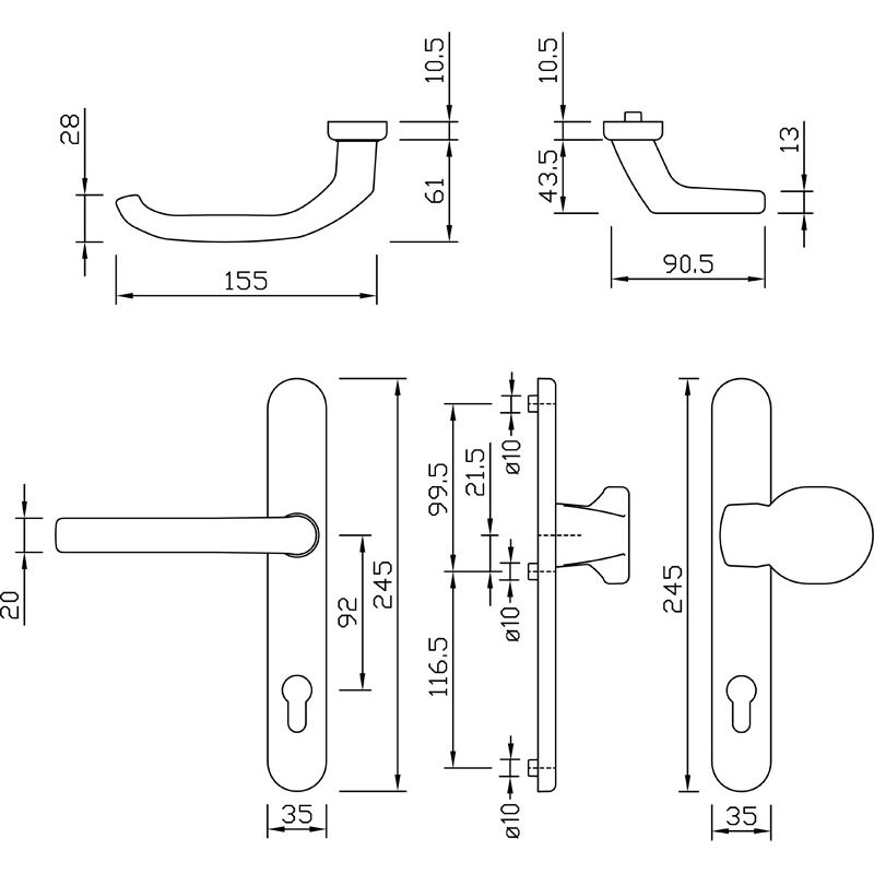 greenteQ Schmalrahmenwechselgarnitur DG58.S216.AL.SSWK PZ 92 Produktbild BIGSKZ L