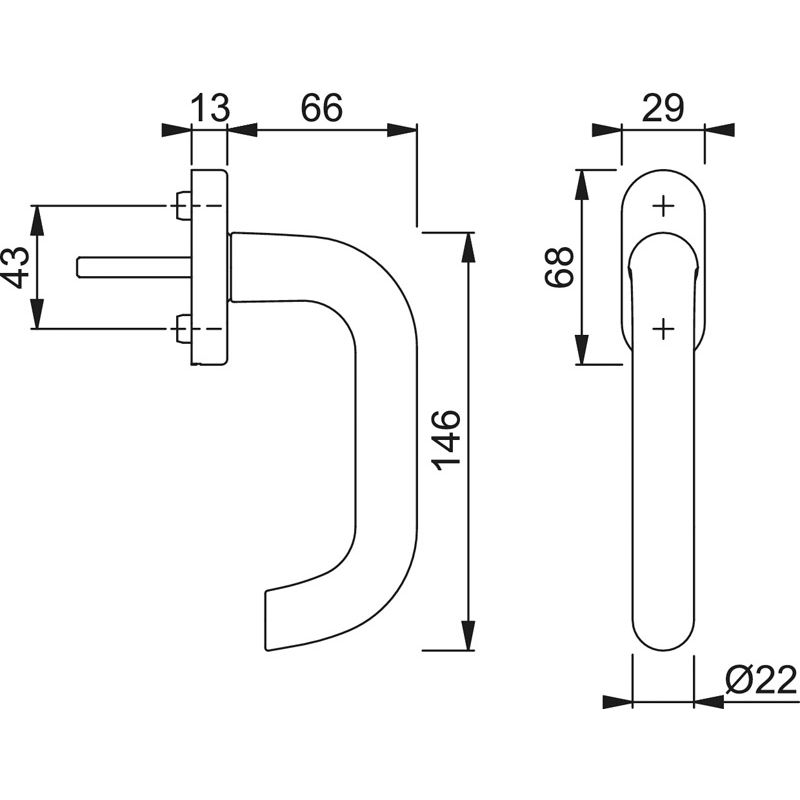 HOPPE Fenstergriff PARIS 038/U30 Alu - inkl. Schrauben Produktbild BIGSKZ L