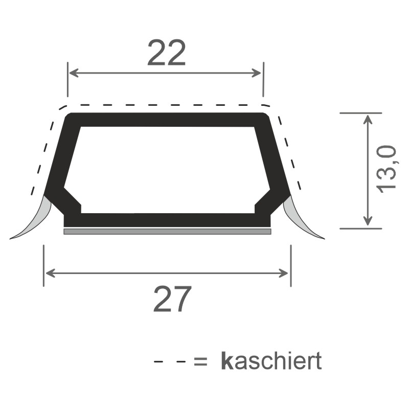 Trapez-Sprosse 27mm SK Lg. 6,00m foliert, mit zwei schwarzen Weichlippen 456 5053 Altweiß Produktbild BIGSKZ L