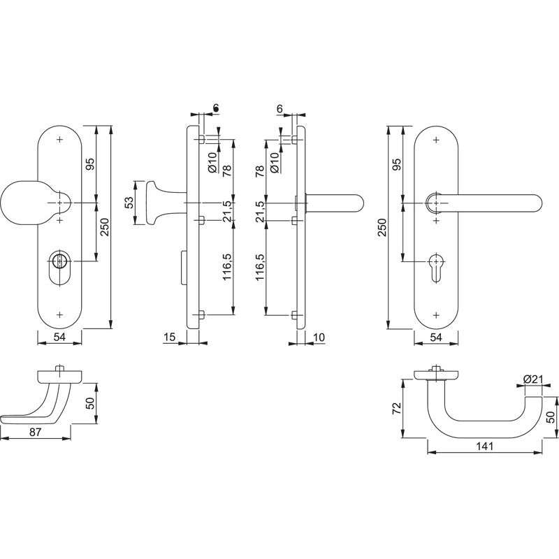 HOPPE FS-AP-Schutz-Wechselgarnitur PARIS *FS-86G/3332ZA/3310/138F* ES1 Kat.4 Produktbild BIGSKZ L