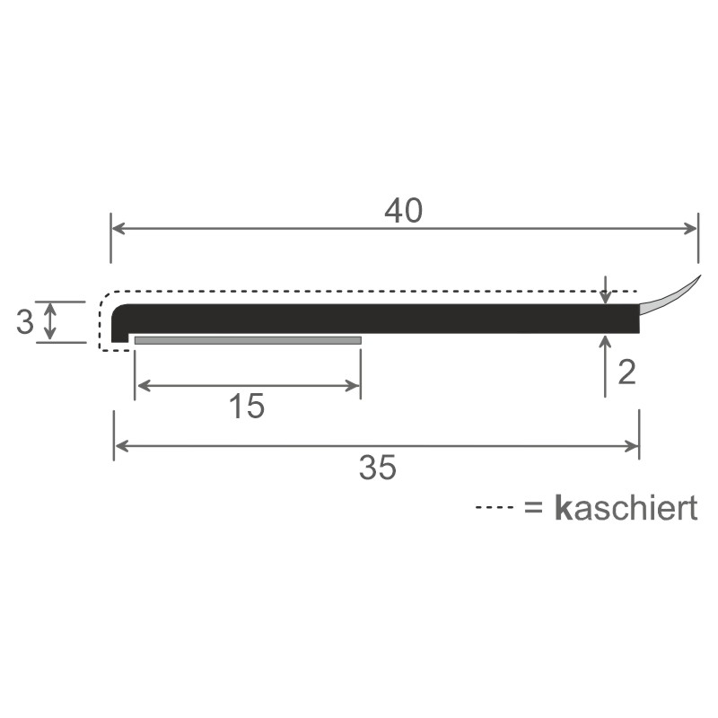 Flachprofil 30x3mm WL SK Lg. 6,00m foliert, WL Schwarz 70 1205-083 Basaltgrau Glatt Produktbild BIGSKZ L