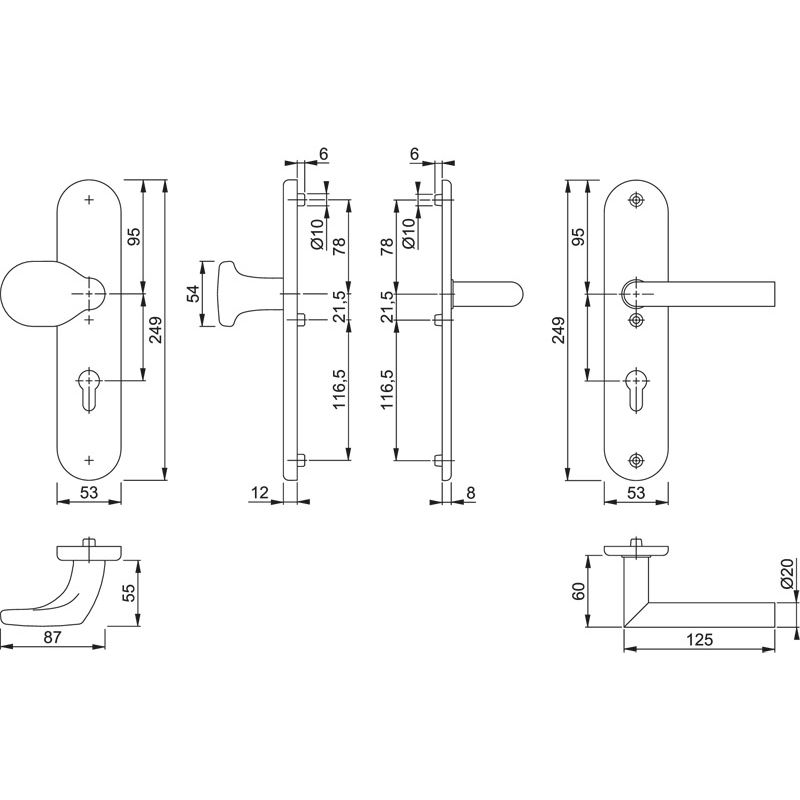 HOPPE Schutz-Wechselgarnitur UTRECHT *E86G/3331A/3440/1444Z* ES0 Produktbild BIGSKZ L