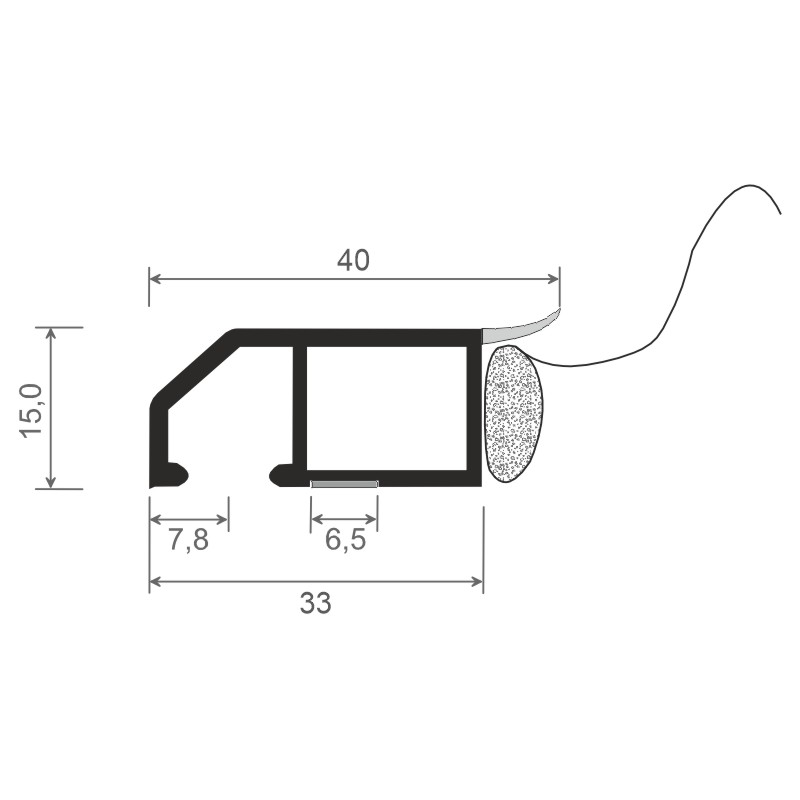 Anschluß-Profil 40mm WL SK Lg. 6,00m klipsbar, WL Weiß, Weißmit Dichtband Außen, VE: 60m Produktbild BIGSKZ L