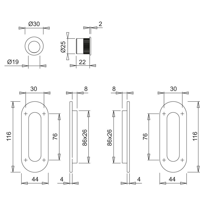 HOPPE Schiebetürset M472 Set 5 Produktbild BIGSKZ L