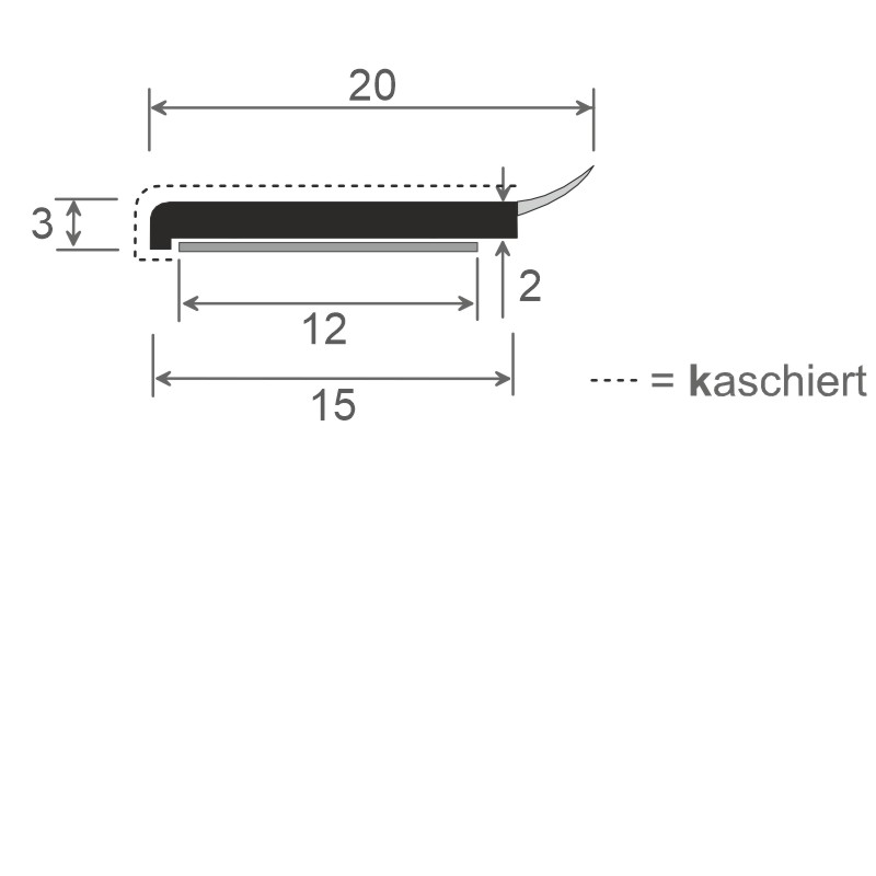 Flachprofil 20x3mm WL SK Lg. 6,00m foliert, WL Schwarz 70 1205-167 Basaltgrau Produktbild BIGSKZ L