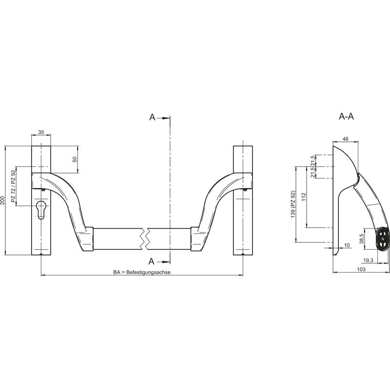 ECO Pushbar-Set EPN 900 III mit Kurzschild Funktion B Produktbild BIGSKZ L