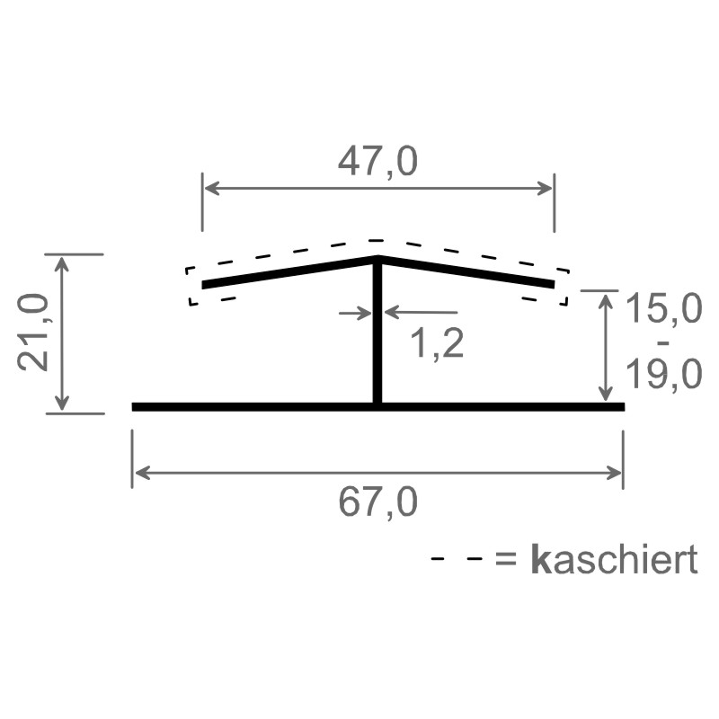 H-Profil 47x21mm Lg. 6,00m foliert 205 2089-167 Eiche Dunkel Produktbild BIGSKZ L