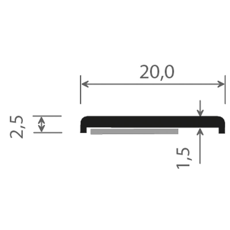 Flachprofil 20x2,5/1,5mm SK Lg. 6,00m Weiß, VE: 60m Produktbild BIGSKZ L