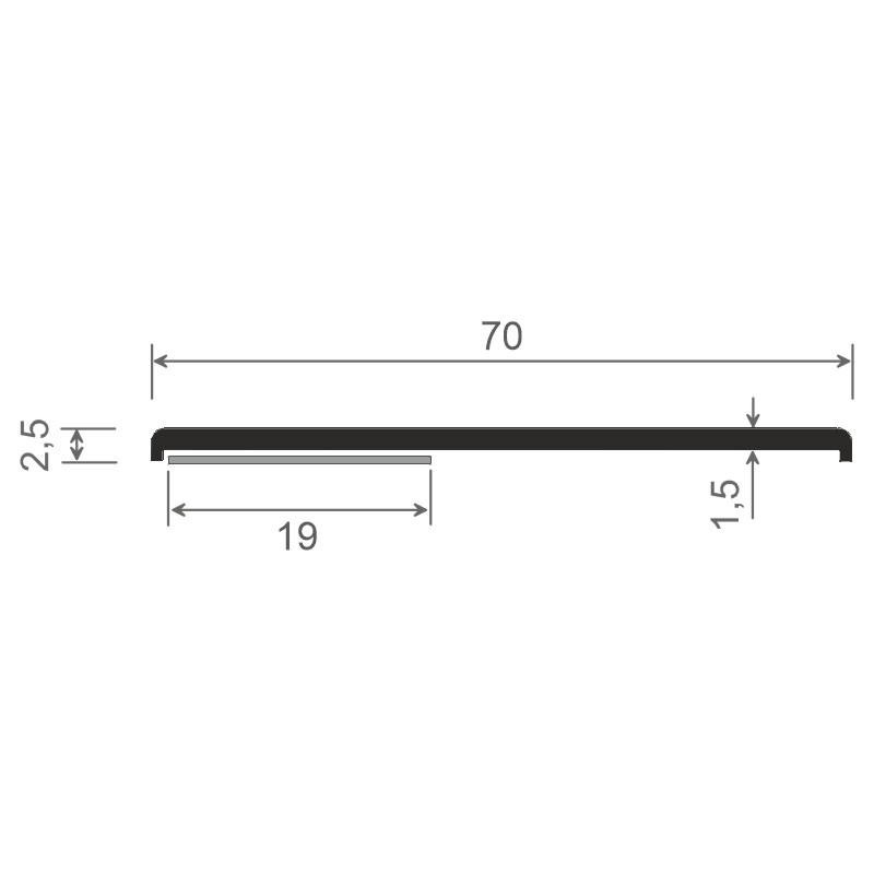 Flachprofil 70x2,5/1,5mm SK Lg. 6,00m Weiß, VE: 60m Produktbild BIGSKZ L
