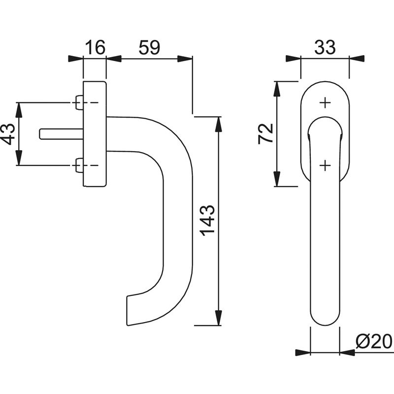 HOPPE Fenstergriff PARIS 038/US956 Secustik® - inkl. Schrauben Produktbild BIGSKZ L