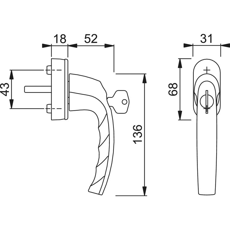 HOPPE Fenstergriff ATLANTA 0530S/US952 100NM Secustik® - inkl. Schrauben Produktbild BIGSKZ L