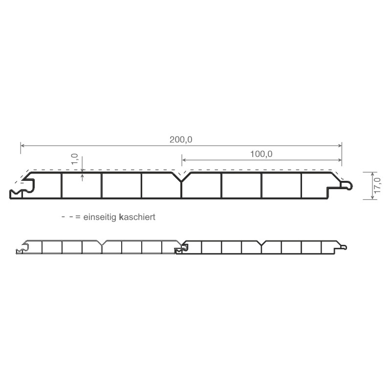 Nut- u. Federprofil 200x17mm Lg. 6,00m foliert, V-Fuge 30 8105-167 Dunkelrot Produktbild BIGSKZ L