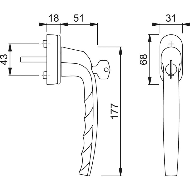 HOPPE PSK-Griff ATLANTA PSK-0530S/US952-1 100NM Secustik® - inkl. Schrauben Produktbild BIGSKZ L