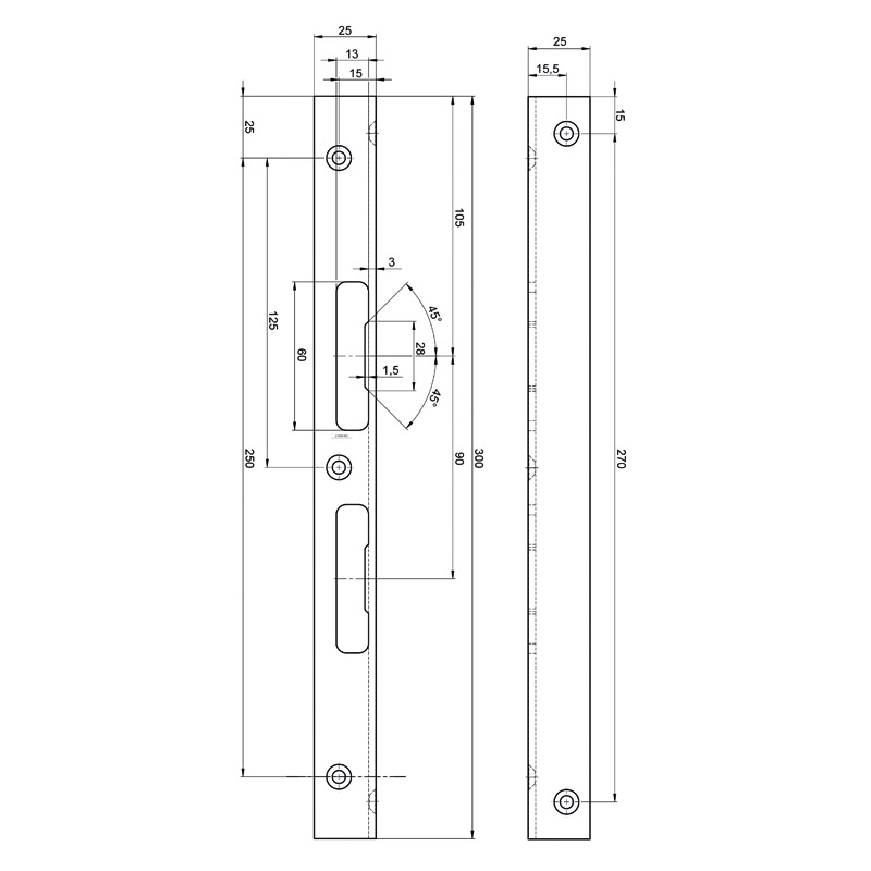 Sicherheitsschließblech 9M54 300 mm verzinkt Produktbild BIGSKZ L