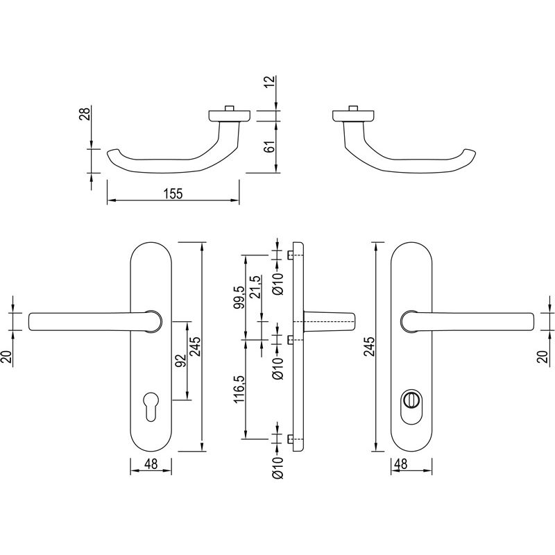 greenteQ Haustürgarnitur DG 48.S216.ZA.AL.NS PZ 92 Produktbild BIGSKZ L
