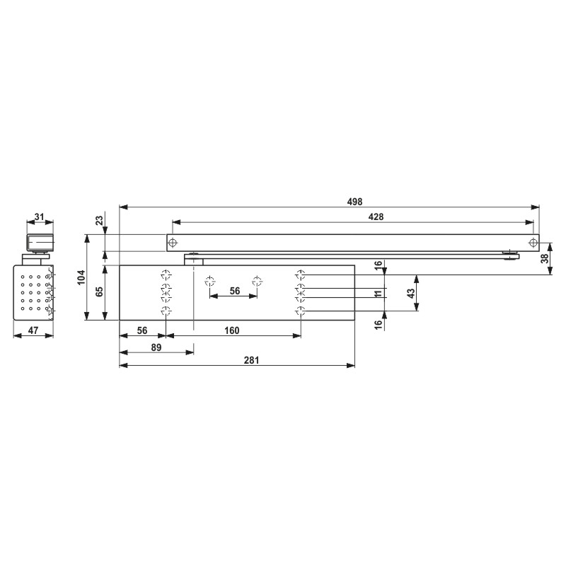 DORMAKABA Türschliesser TS 92 Basic im Contur Design mit Basicgleitschiene Produktbild BIGSKZ L