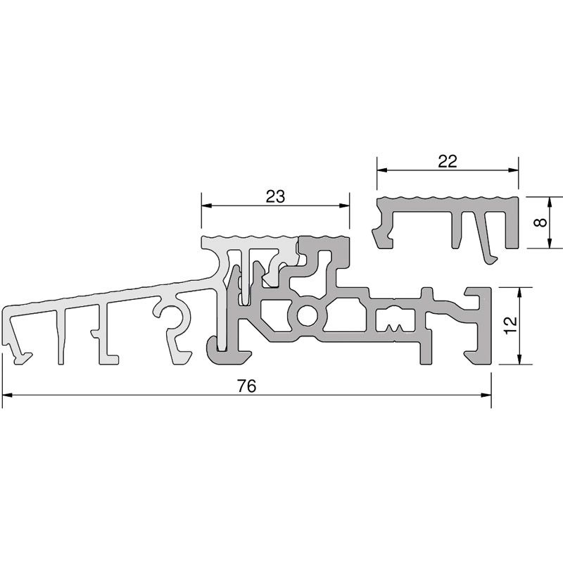 GKG Türschwelle 76 mm TS87612-FL mit loser Schließblechleiste 22 mm Produktbild BIGSKZ L