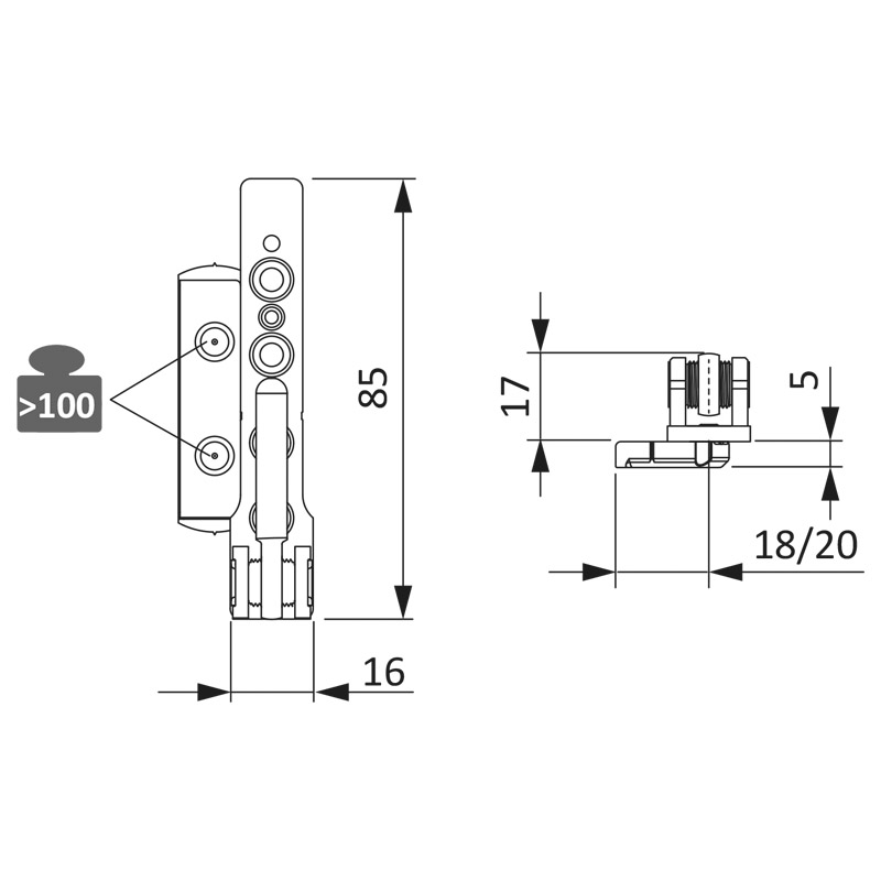 Ecklager H18 F9 rs K50 Produktbild BIGSKZ L