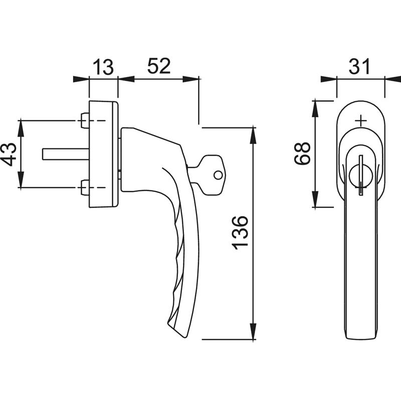 HOPPE Fenstergriff LUXEMBOURG 099S/U52Z 200NM - inkl. Schrauben Produktbild BIGSKZ L