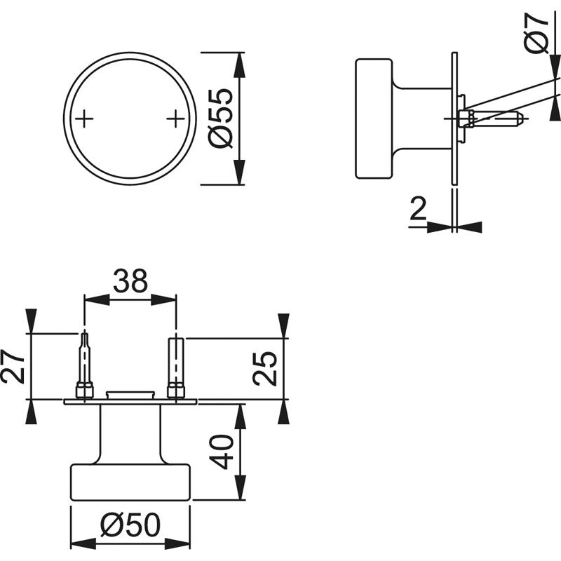 HOPPE Türknopf auf flacher Rosette *E58/849N* Produktbild BIGSKZ L