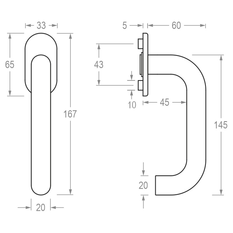 greenteQ Fenstergriff FG60.FRS.ER mit flacher Rosette Edelstahl - inkl. Schrauben Produktbild BIGSKZ L