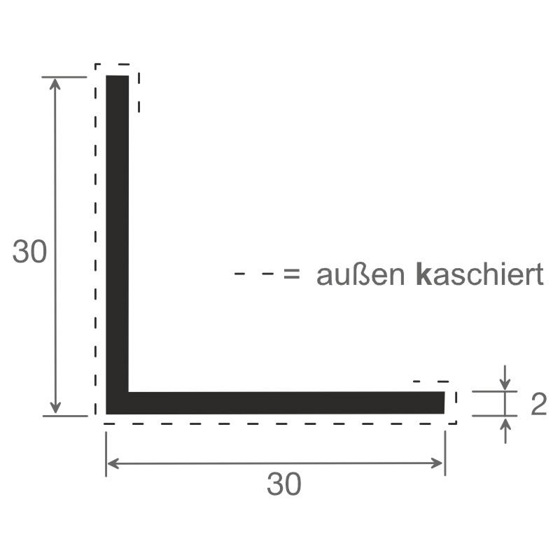 Winkelprofil 30x30x2mm Lg. 6,00m Außen foliert 214 0006-167 Mooreiche Produktbild BIGSKZ L