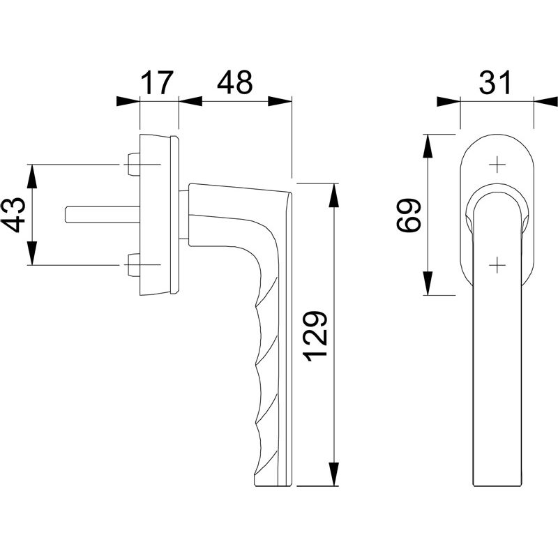 HOPPE Fenstergriff HAMBURG 0700/UD9020 SecuForte® VarioFit® - inkl. Schrauben Produktbild BIGSKZ L