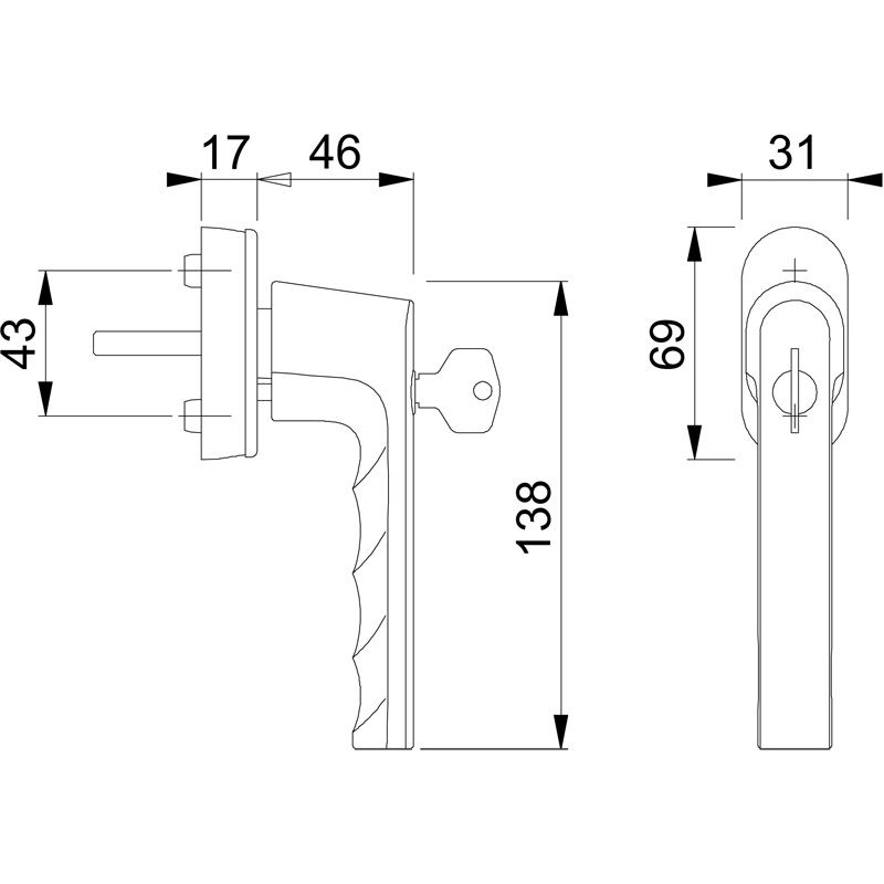 HOPPE Fenstergriff HAMBURG 0700S/UD9020 abschließbar - SecuForte® VarioFit® inkl. Schrauben Produktbild BIGSKZ L