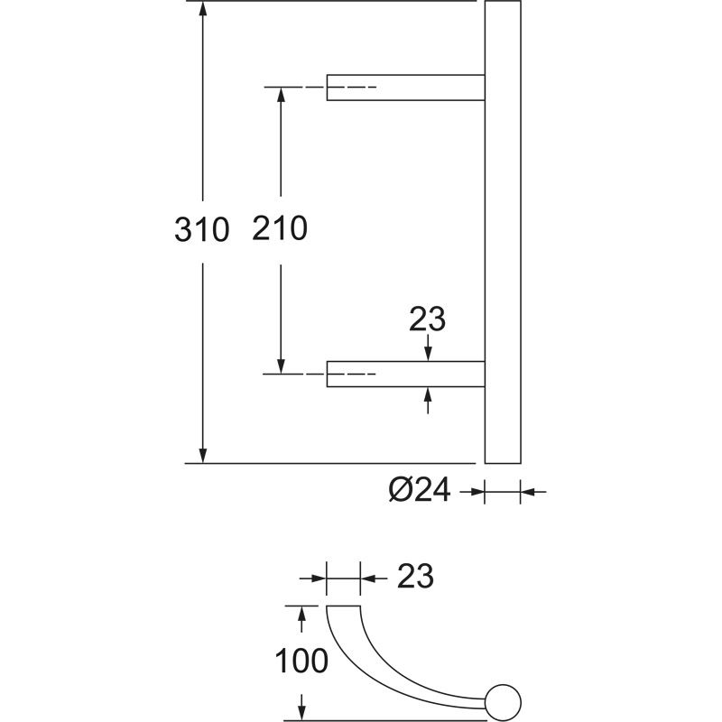 ALMEBRO Türgriff TG 9056.BR.GKS.210 mit schrägen Stützen Produktbild BIGSKZ L
