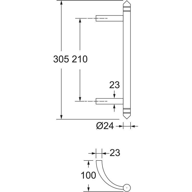 ALMEBRO Türgriff TG 9055.BR.GKS.210 mit schrägen Stützen Produktbild BIGSKZ L