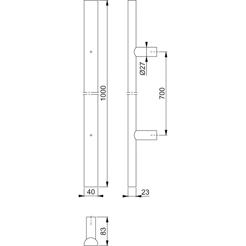 HOPPE Türgriff E5091 mit geraden Stützen Produktbild BIGSKZ L