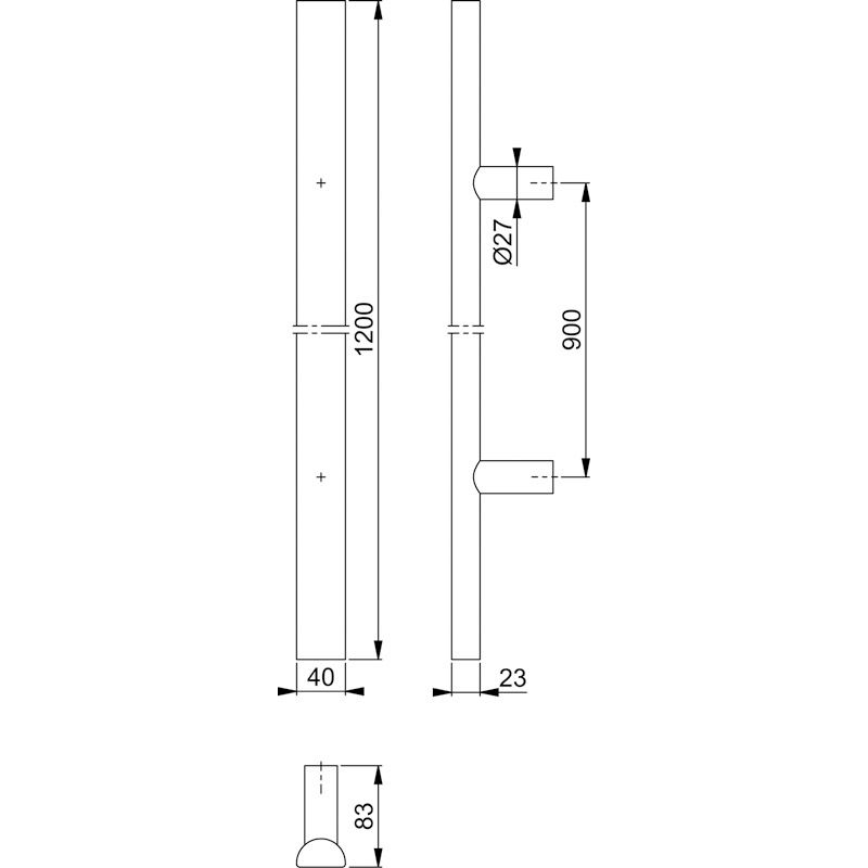 HOPPE Türgriff E5091 mit geraden Stützen Produktbild BIGSKZ L