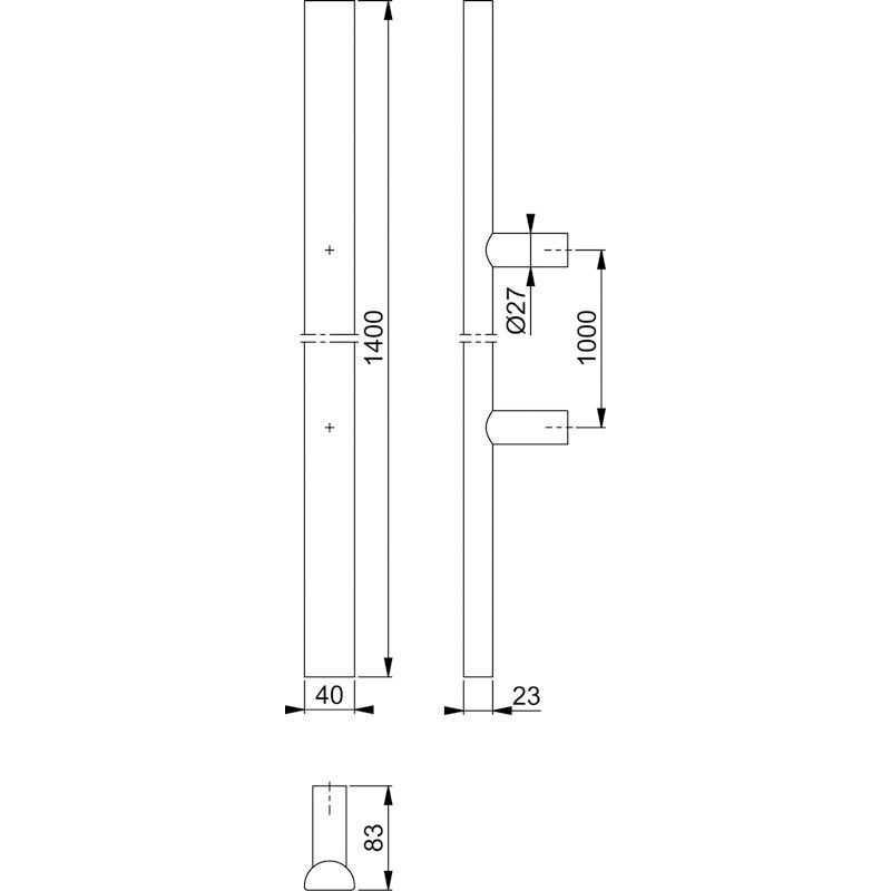 HOPPE Türgriff E5091 mit geraden Stützen Produktbild BIGSKZ L