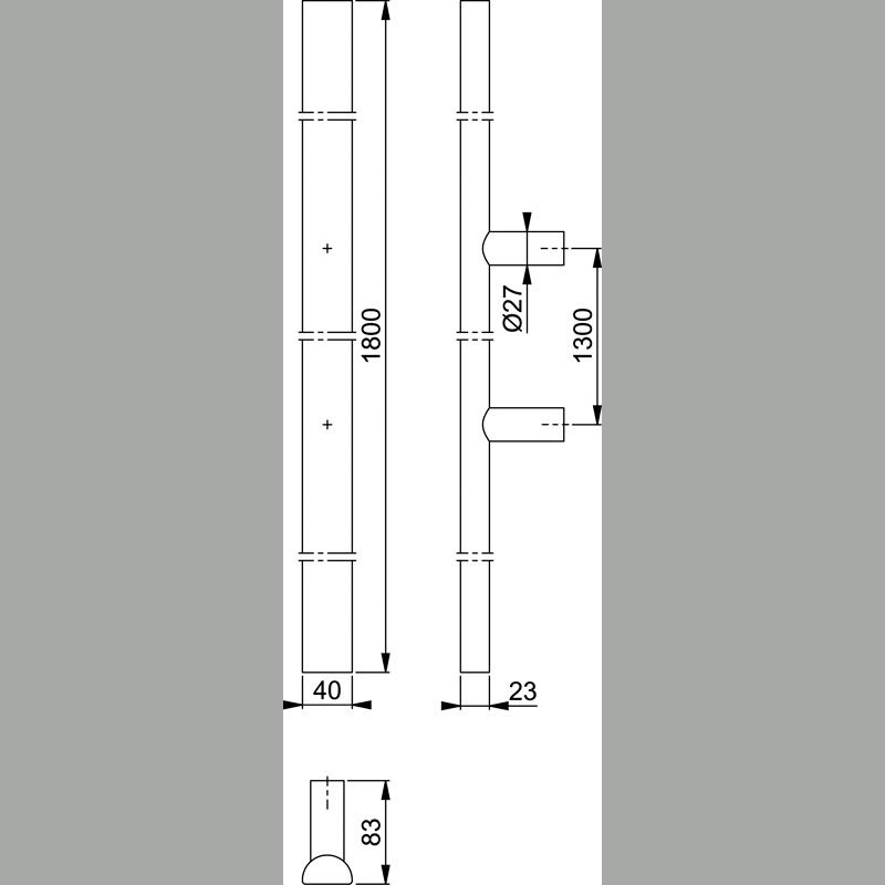 HOPPE Türgriff E5091 mit geraden Stützen Produktbild BIGSKZ L