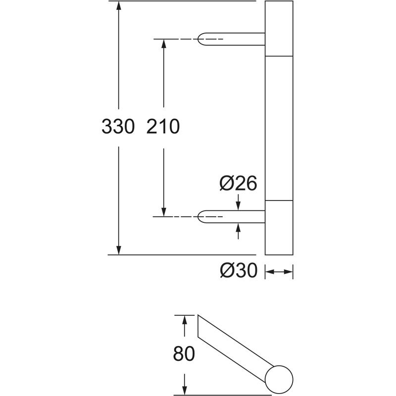 ALMEBRO Türgriff TG 0301.ER.GS.210 mit 45° schrägen Stützen Produktbild BIGSKZ L