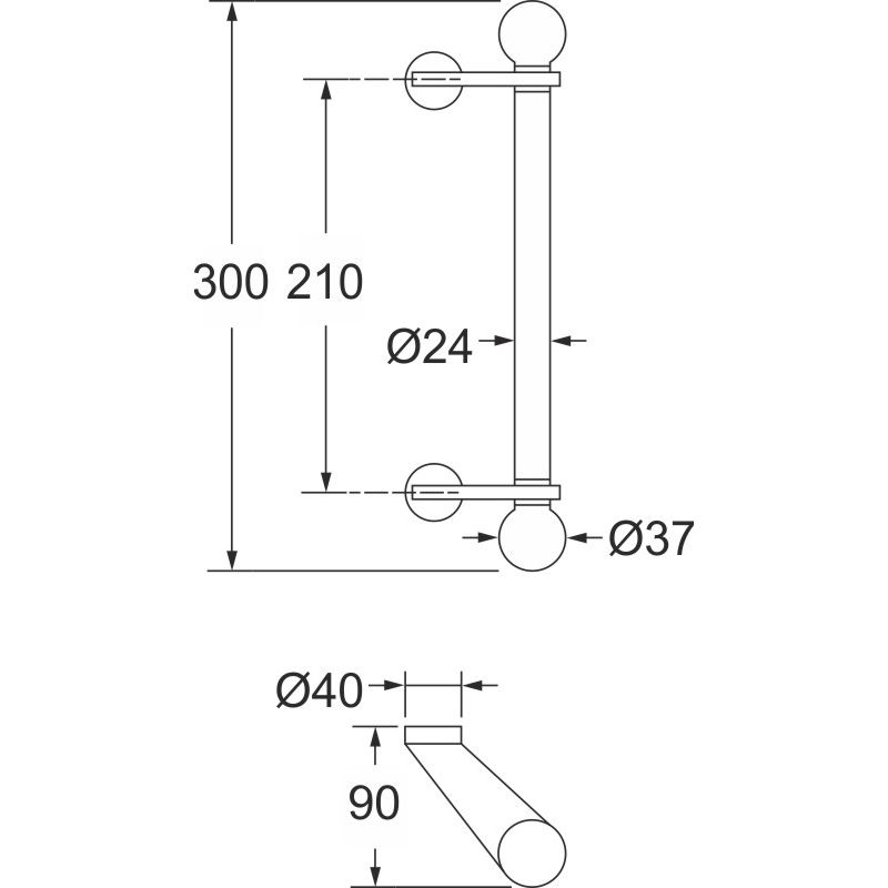 ALMEBRO Türgriff TG 0027.BR.GKS.210 mit schrägen Stützen Produktbild BIGSKZ L