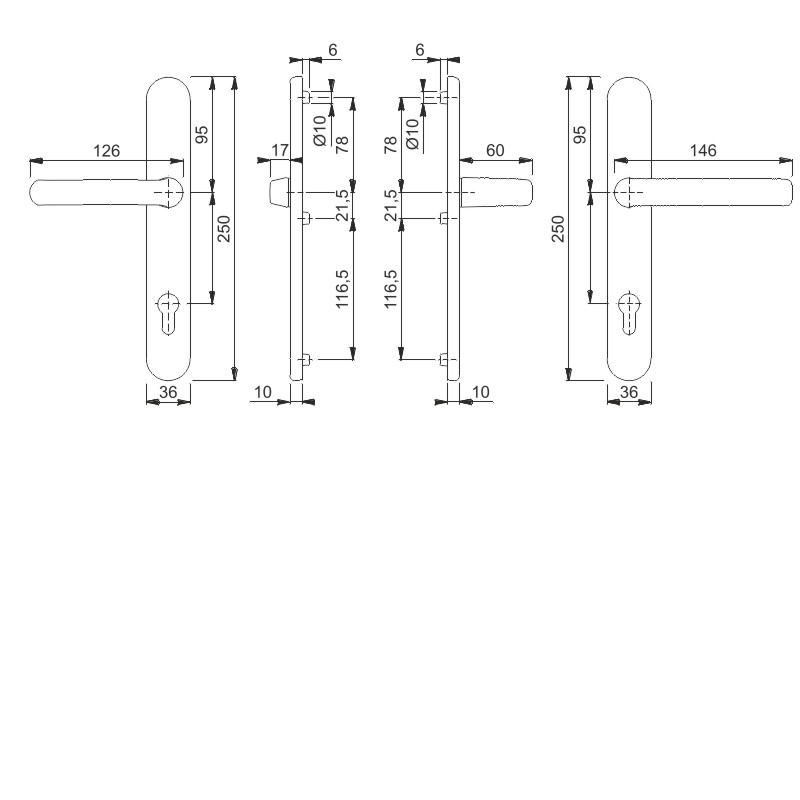 099KH/3357N/1313G Garnitur / F1 Alu natur / 8 mm / Profilzylinder 92 mm / 67-72 mm / HOPPE-Logo Produktbild BIGSKZ L
