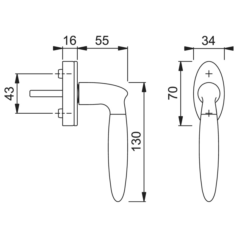 M056/US937 F77-R/F52-R Messingf.poliert/satiniert - Resista® / N10A, mit Arretierung / 7 mm / 32-42 mm vorst. / HOPPE-Logo / 90° / M5x45 mm + M5x50 mm Produktbild BIGSKZ L