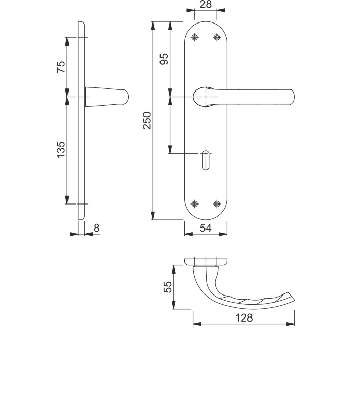 1710/3334 Garnitur HOPPE-Schnellstift / F1 Alu natur / 8 mm / Ovalbart 72 mm / 35-40 mm / HOPPE-Logo Produktbild BIGSKZ L