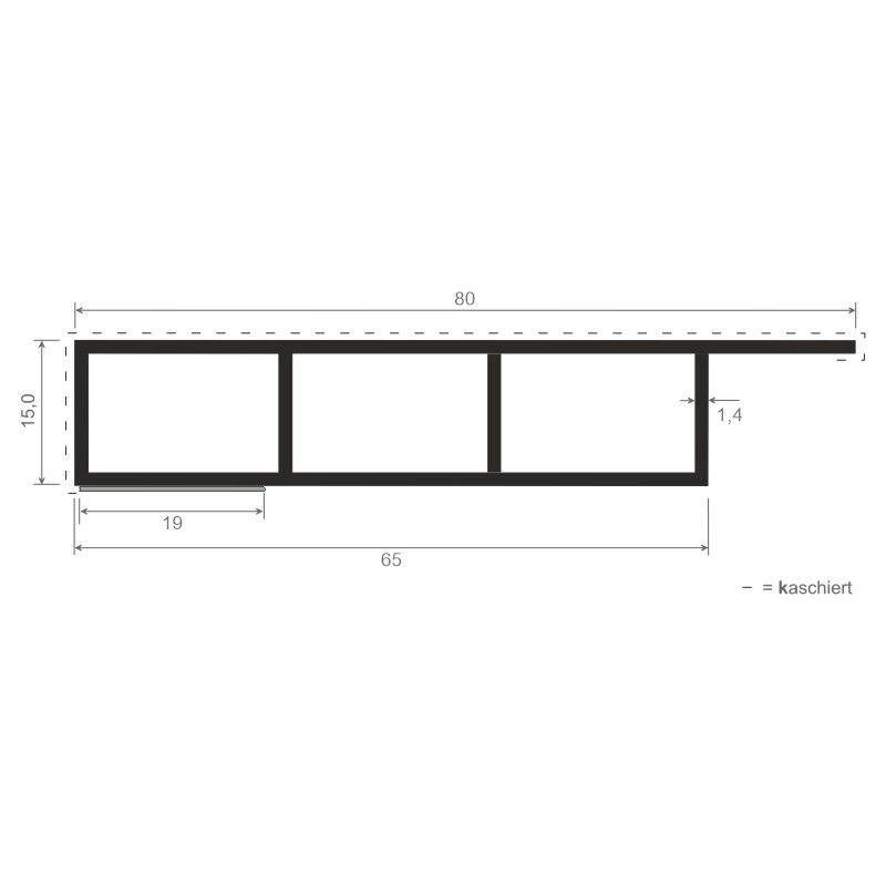 Kammerprofil 80x15mm SK Lg. 6,00m foliert, mit Nase 71 5505-083 Silbergrau Glatt Produktbild BIGSKZ L