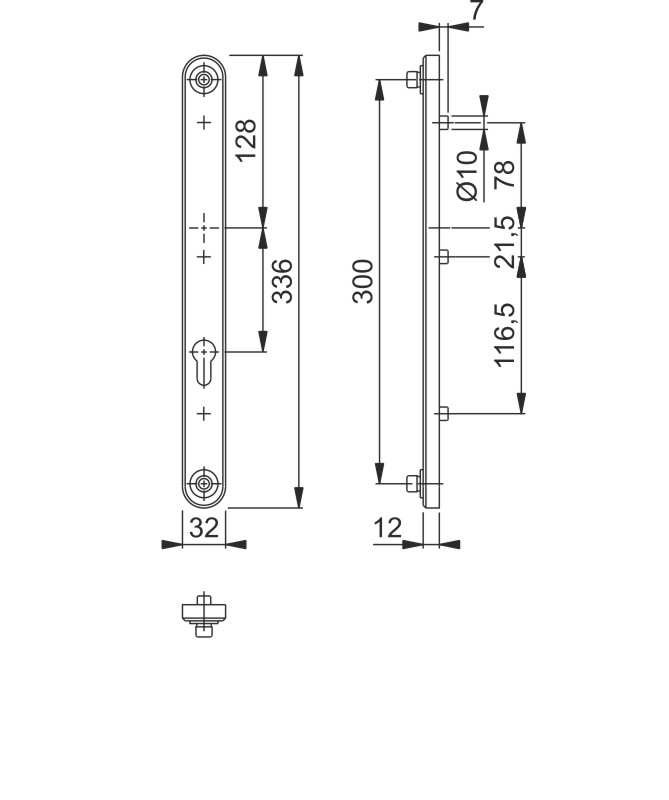 3247N Stück / F9016 verkehrsweiß / 300 mm / Profilzylinder 92 mm / 57-62 mm / HOPPE-Logo / für Bügelgriff Produktbild BIGSKZ L