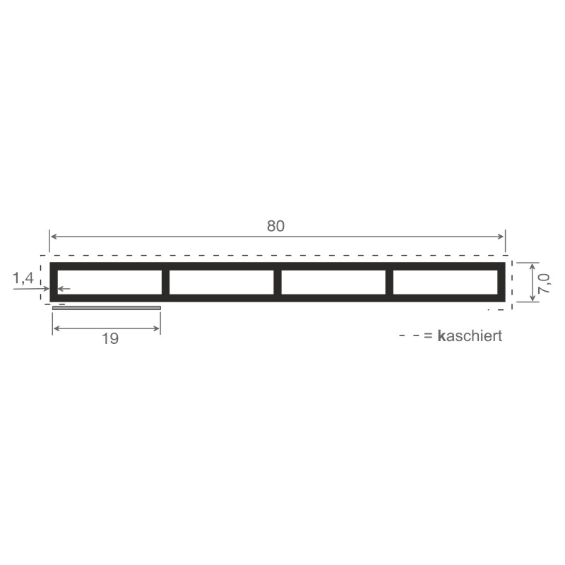 Kammerprofil 80x7mm SK Lg. 6,00m foliert, ohne Nase 206 5021-167 Sapeli Produktbild BIGSKZ L