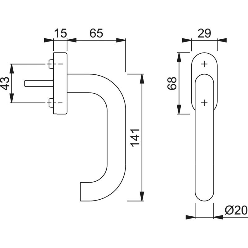 HOPPE Fenstergriff PARIS E038/U30 - inkl. Schrauben Produktbild BIGSKZ L