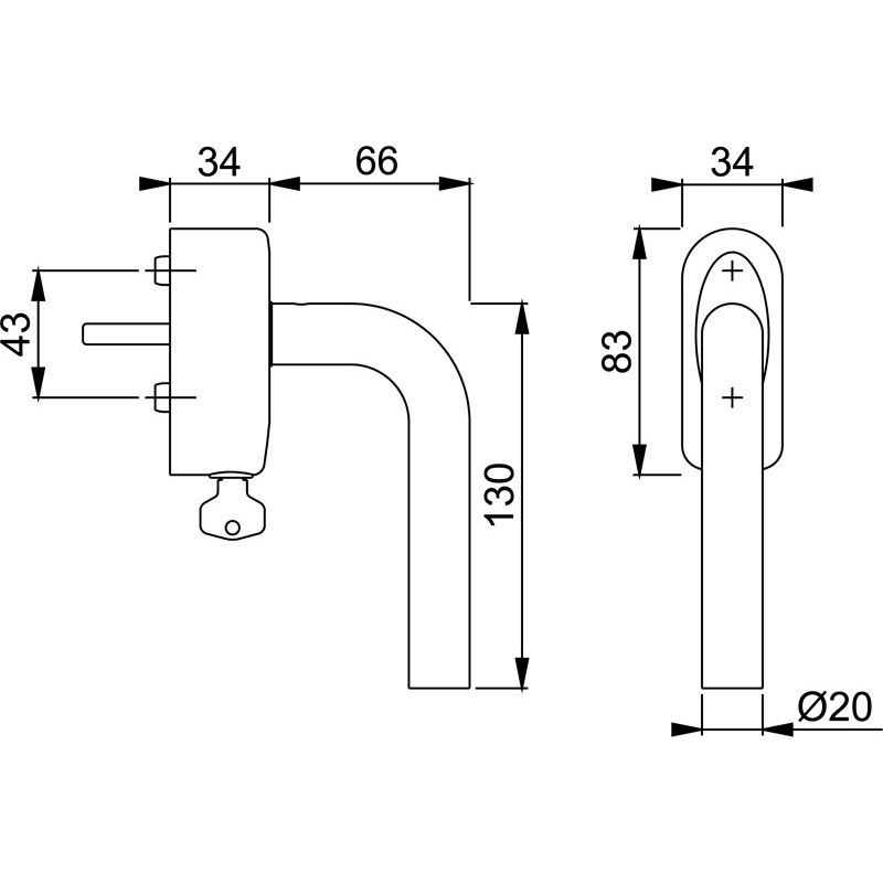 HOPPE Fenstergriff BONN E150Z/EUS950S Secustik® abschließbar - inkl. Schrauben Produktbild BIGSKZ L