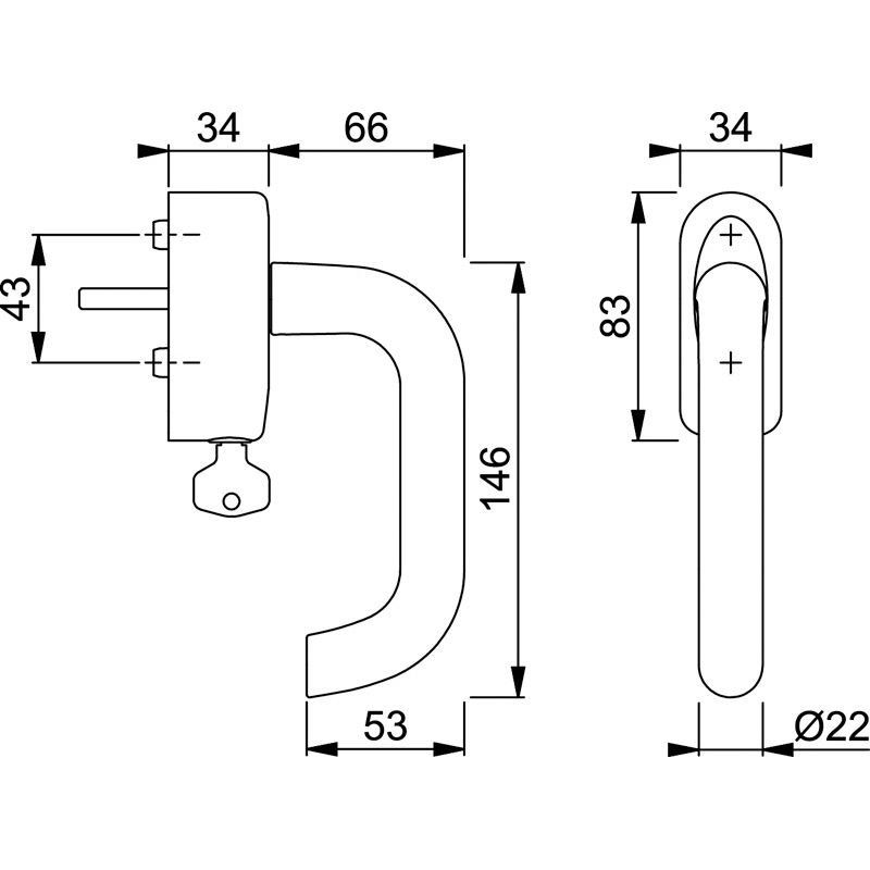 HOPPE Fenstergriff PARIS 138/AUS950S Secustik® abschließbar - inkl. Schrauben Produktbild BIGSKZ L