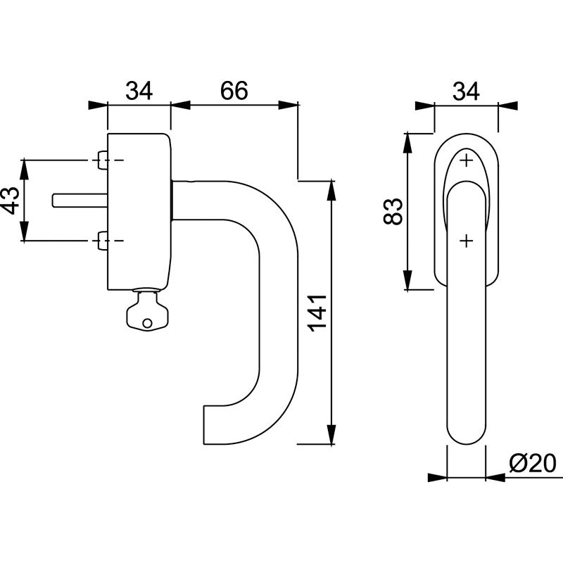 HOPPE Fenstergriff PARIS E138Z/EUS950S Secustik® abschließbar - inkl. Schrauben Produktbild BIGSKZ L