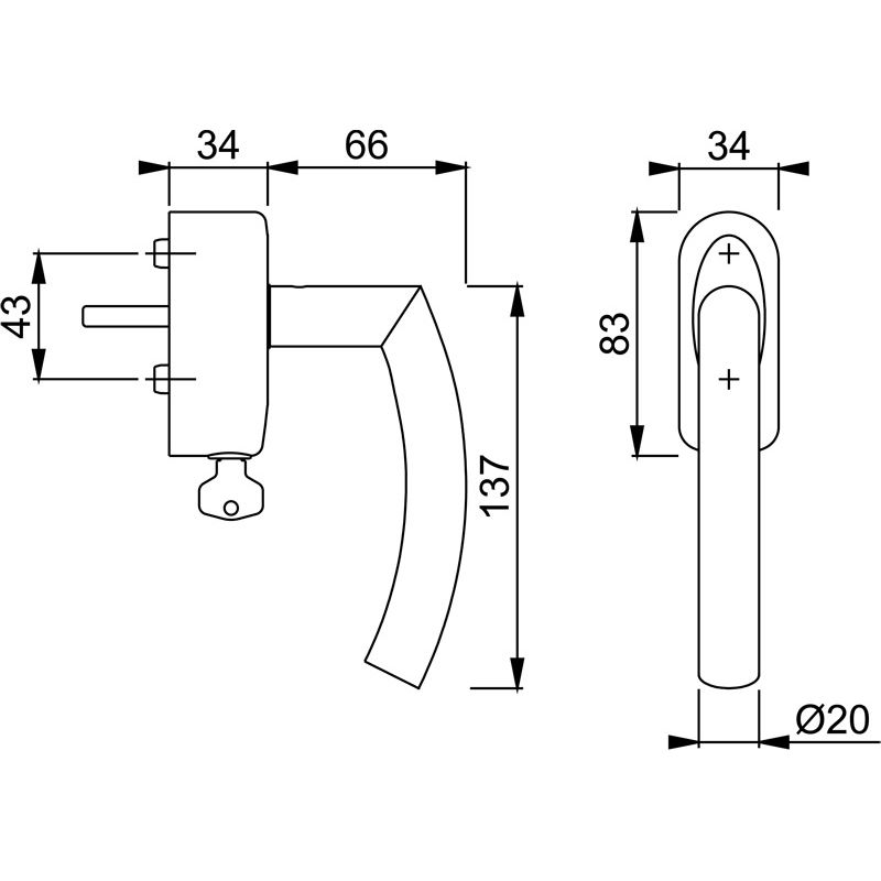 HOPPE Fenstergriff TRONDHEIM E1430Z/EUS950S Secustik® abschließbar - inkl. Schrauben Produktbild BIGSKZ L