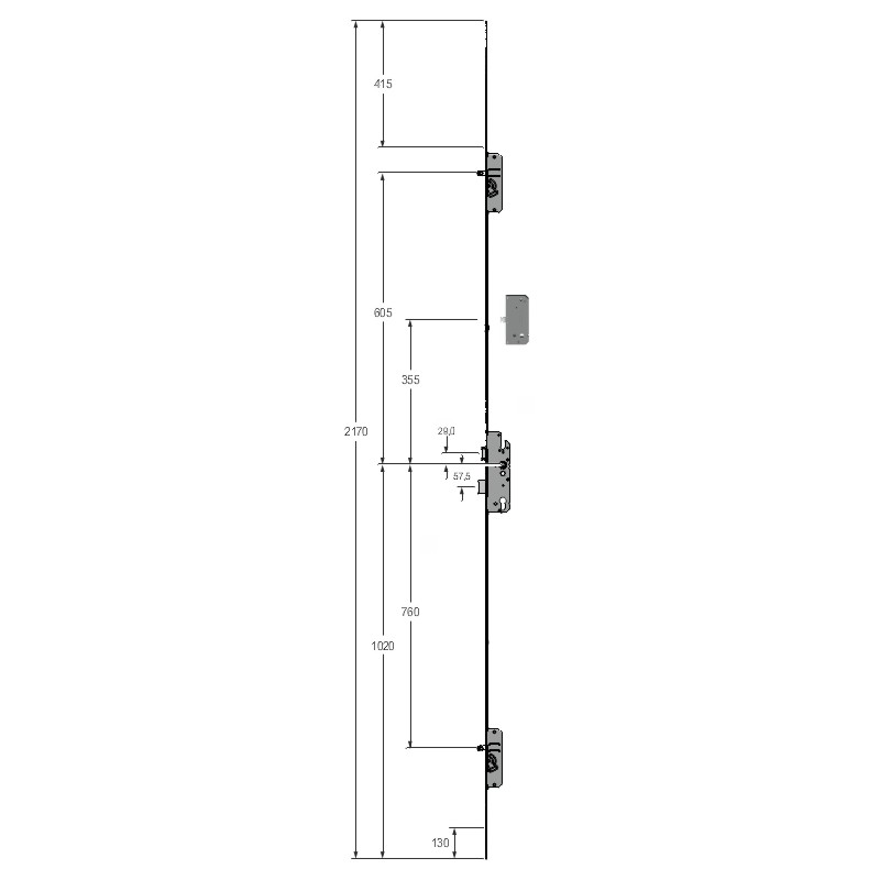 KFV Mehrfachverriegelung F20/65 BS2300 mit 2 Rundbolzen und angeschrägter Softlockfalle Produktbild BIGSKZ L