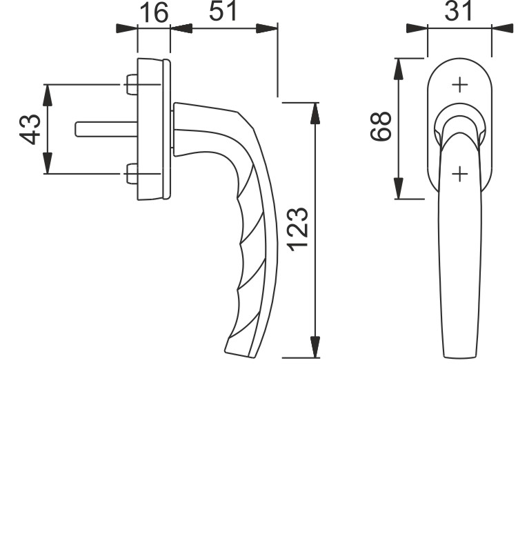 0530/US952 F1 Alu natur / N10A, mit Arretierung, alusilber / 5 mm / 7 mm / 32-42 mm vorst. / HOPPE-Logo / 90° / M5x45 mm + M5x50 mm Produktbild BIGSKZ L